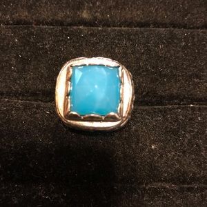 Maldives color blue stone silver ring gorgeous
